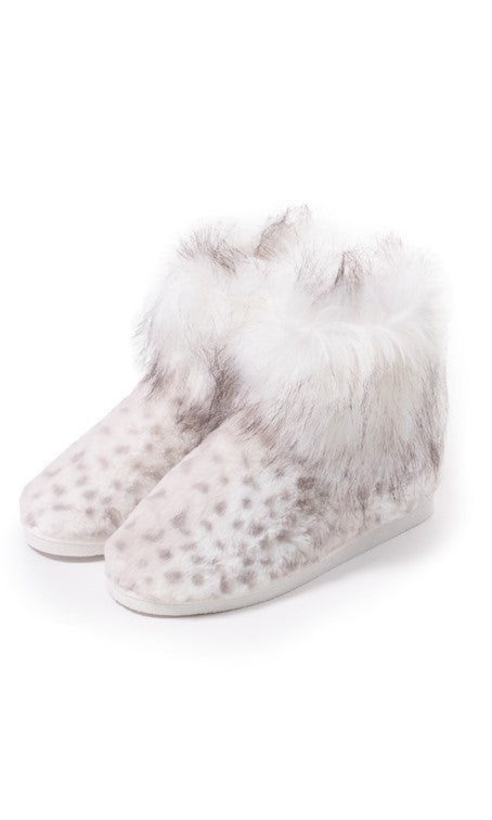 pretty you london snow leopard slipper boots for women