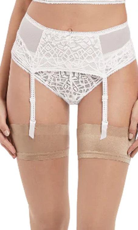 Freya Soiree Lace Suspender Belt White-brownslingerie