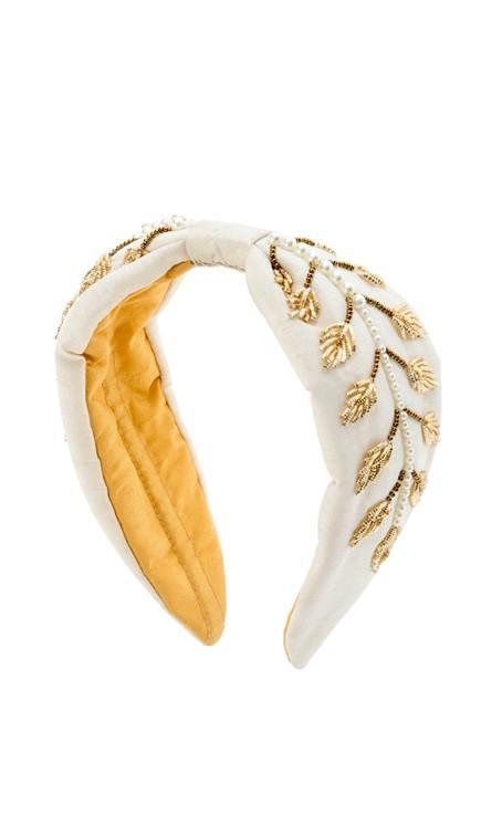 Ivory and Gold Satin Headband-brownslingerie