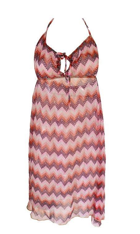 Rosapois Pink Silk Patterned Dress-brownslingerie