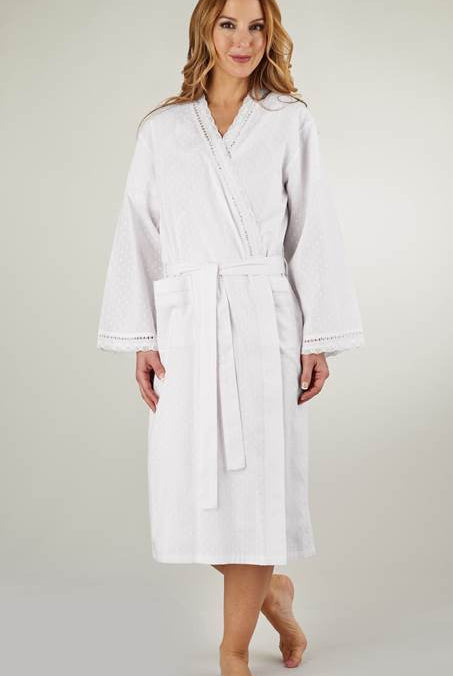 Slenderella Cotton White Dressing Gown-brownslingerie