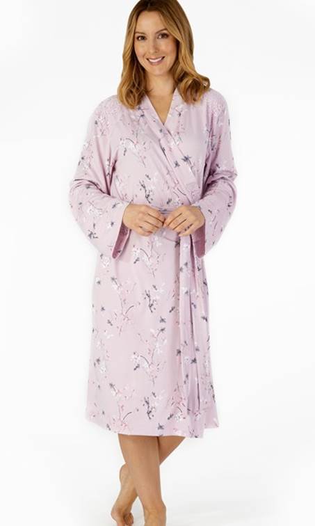 Slenderella Gaspe Lilac Dressing Gown-brownslingerie
